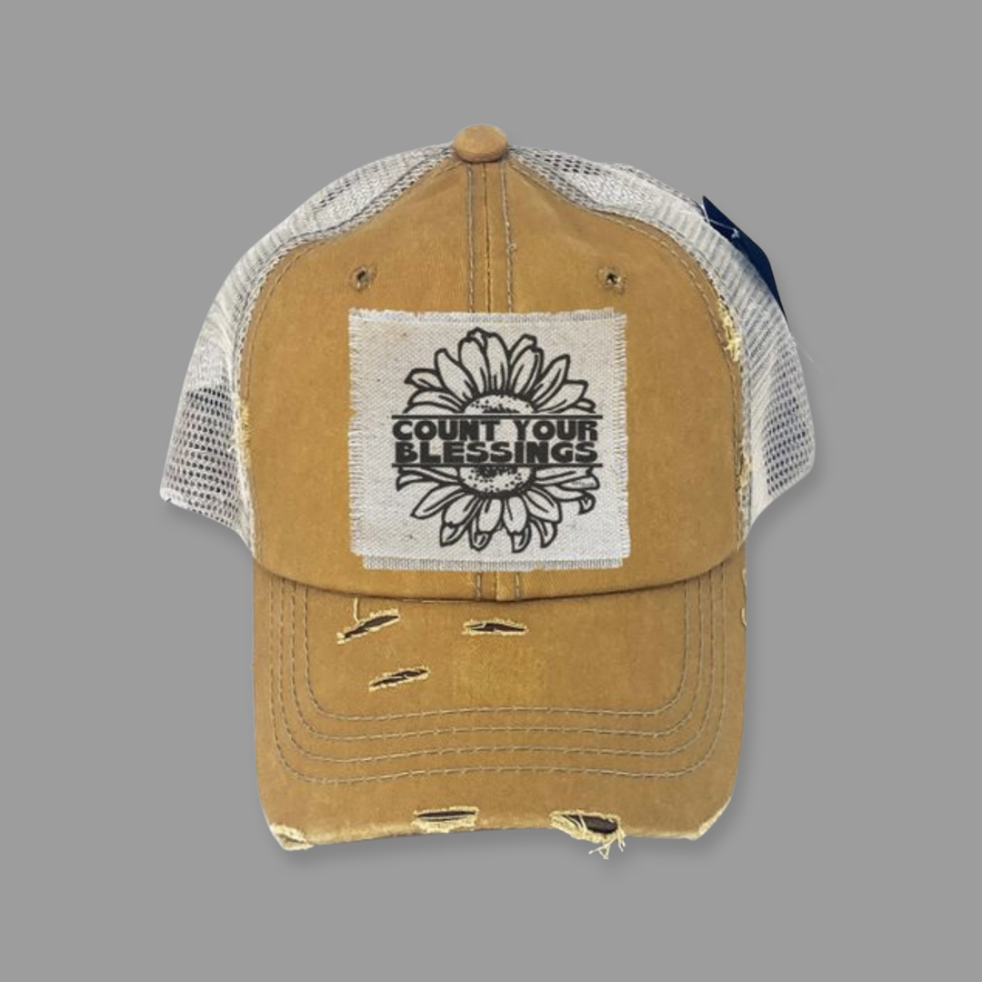 Distressed Sunflower Hat - Yellow
