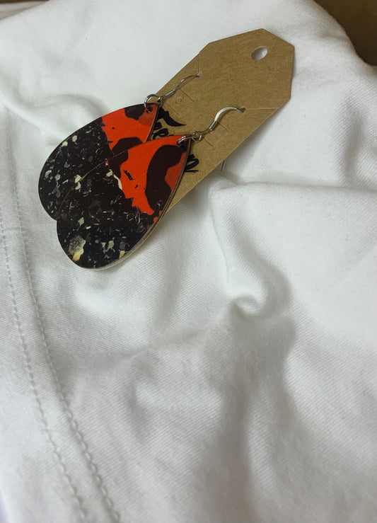 Teardrop Valentine Earrings- Red/Black